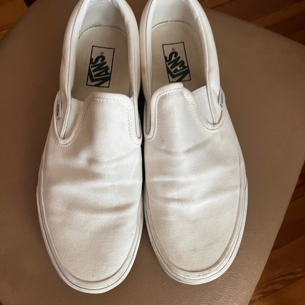 Vans White Slip Ons